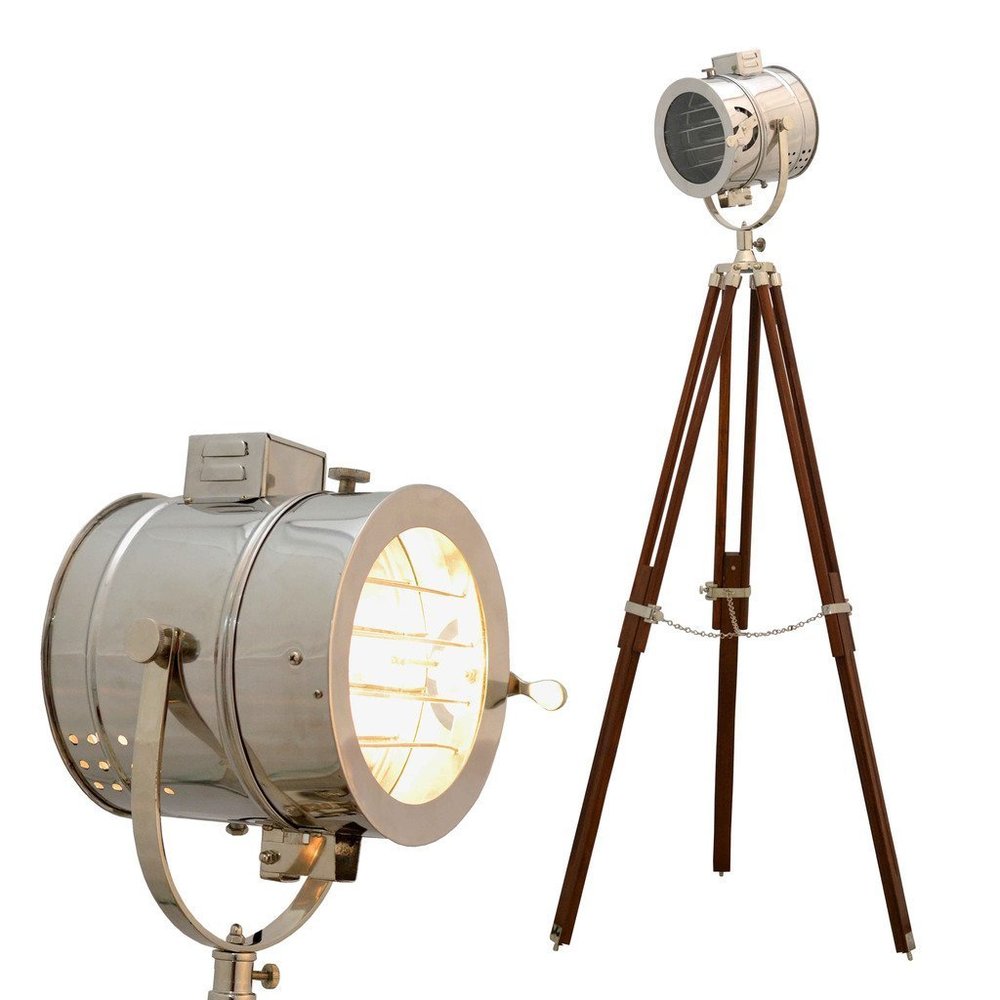 Details about   Retro Nautical Antique Spot Light Floor Lamp Brown Tripod Stand Home Decor 