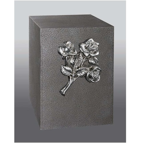 Cluster Rose Steel Cube Urn