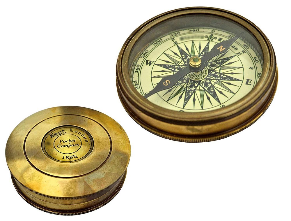 Details about   Vintage nautical navigational wooden base antique finish brass gimbal compass 