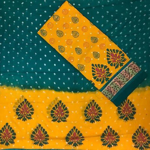 Hand Multi Block Printed with Bandhani Work