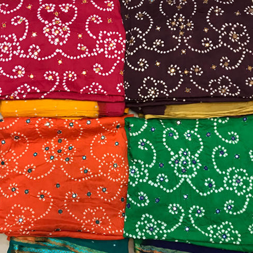mirror work bandhani dress material