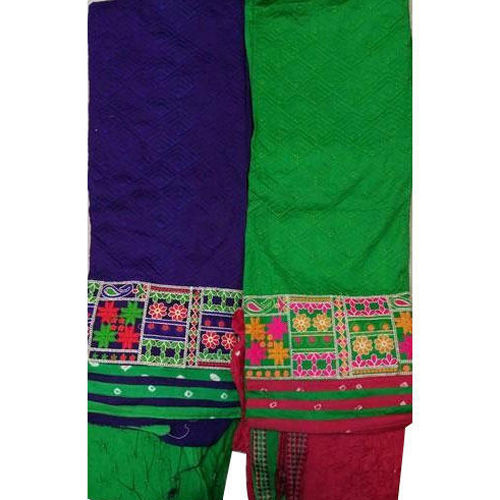 Kuchhi Work With Bandhej Salwar And Dupatta Material