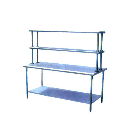 Working Table With Overhead And Bottom Shelves