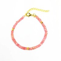 Pink Opal And Gold Pyrite Faceted Rondelle Bead Bracelet Diameter: 6 Inch (in)