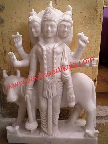 White Marble Dattatrye Statue Height: 3 Foot (Ft)