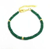 Green Onyx and Gold Pyrite Faceted Rondelle Bead Bracelet