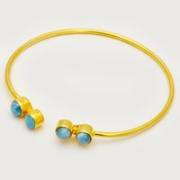 Larimar Round Gold Plated Adjustable Size Bracelet