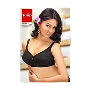 Ladies Black Bra - Cotton, Size 30-44, Plain Design | Padded Comfort, Skin Friendly, Full Back Coverage, Easy to Wash