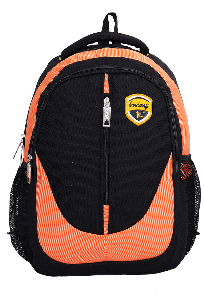 Hard Craft Unisex's Backpack 15inch Laptop Backpack M-Zip Lightweight (Orange-Black)