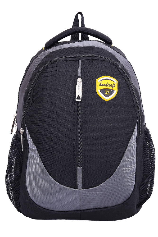 Hard Craft Unisex's Backpack 15inch Laptop Backpack M-Zip Lightweight (Grey-Black)