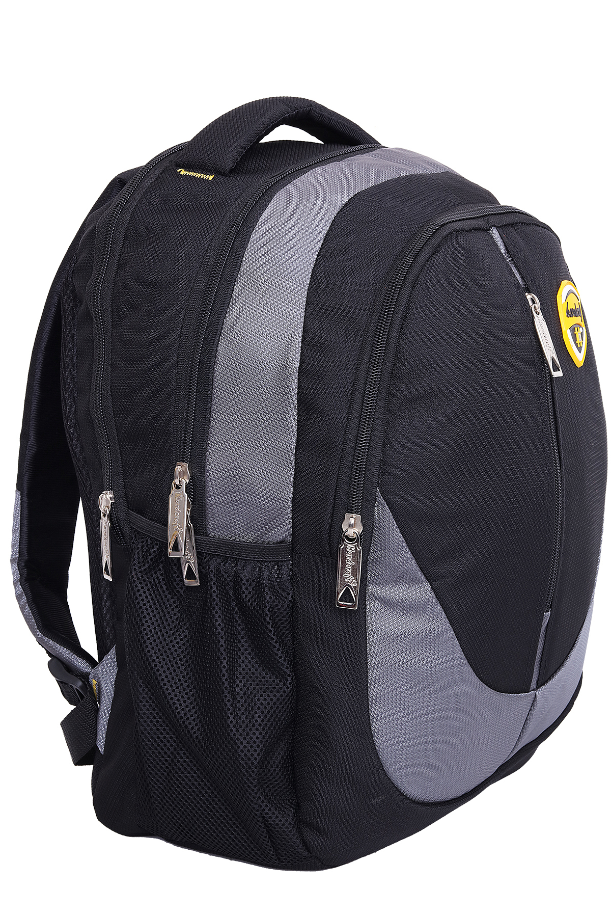 Hard Craft Unisex's Backpack 15inch Laptop Backpack M-Zip Lightweight (Grey-Black)