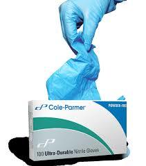 Cole-Parmer Non-Sterile Latex Gloves - Natural Rubber 12-18 Inch Lengths Ergonomic Design Blue Color Powder-Free Textured Grip for Pharmaceutical Manufacturing