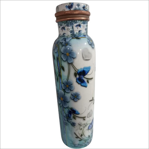 Floral Design Printed Copper Bottle