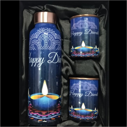 Printed Copper Bottle With Glass Set By CRS ART COLLECTION INDIA