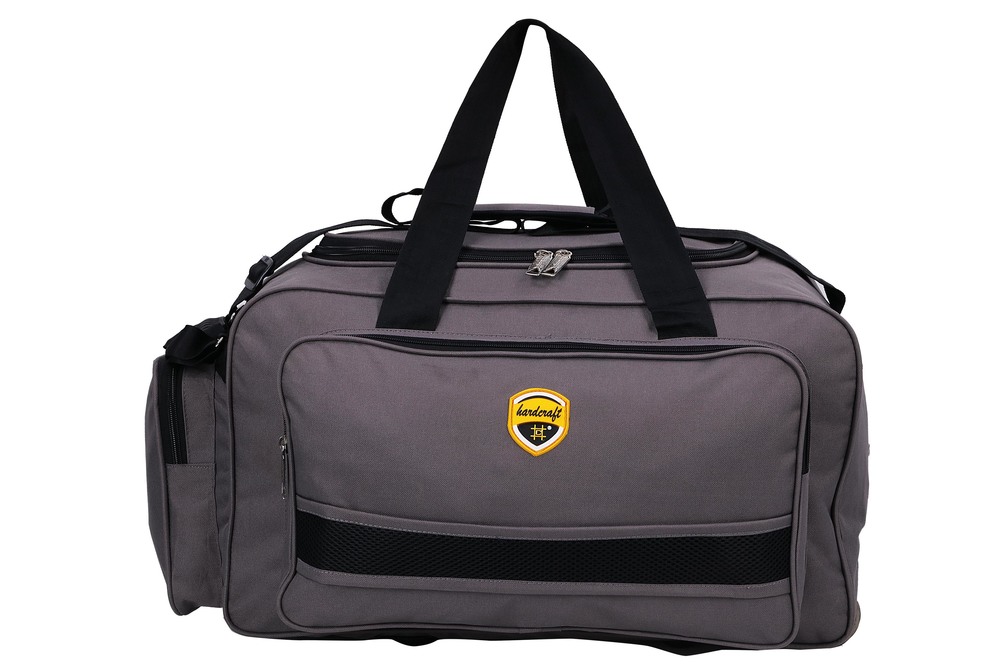 Hard Craft Nylon Grey Lightweight Waterproof Luggage Travel Bag with Roller Wheels