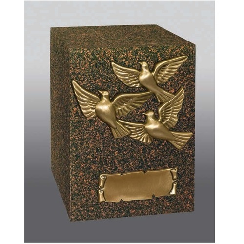 Doves Cube Urn with Gold Nameplate