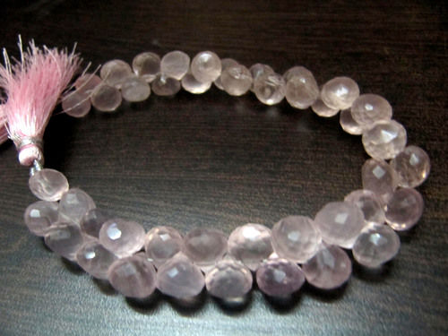 Natural Rose Quartz Onion Shape Briolette Faceted Size 8-9