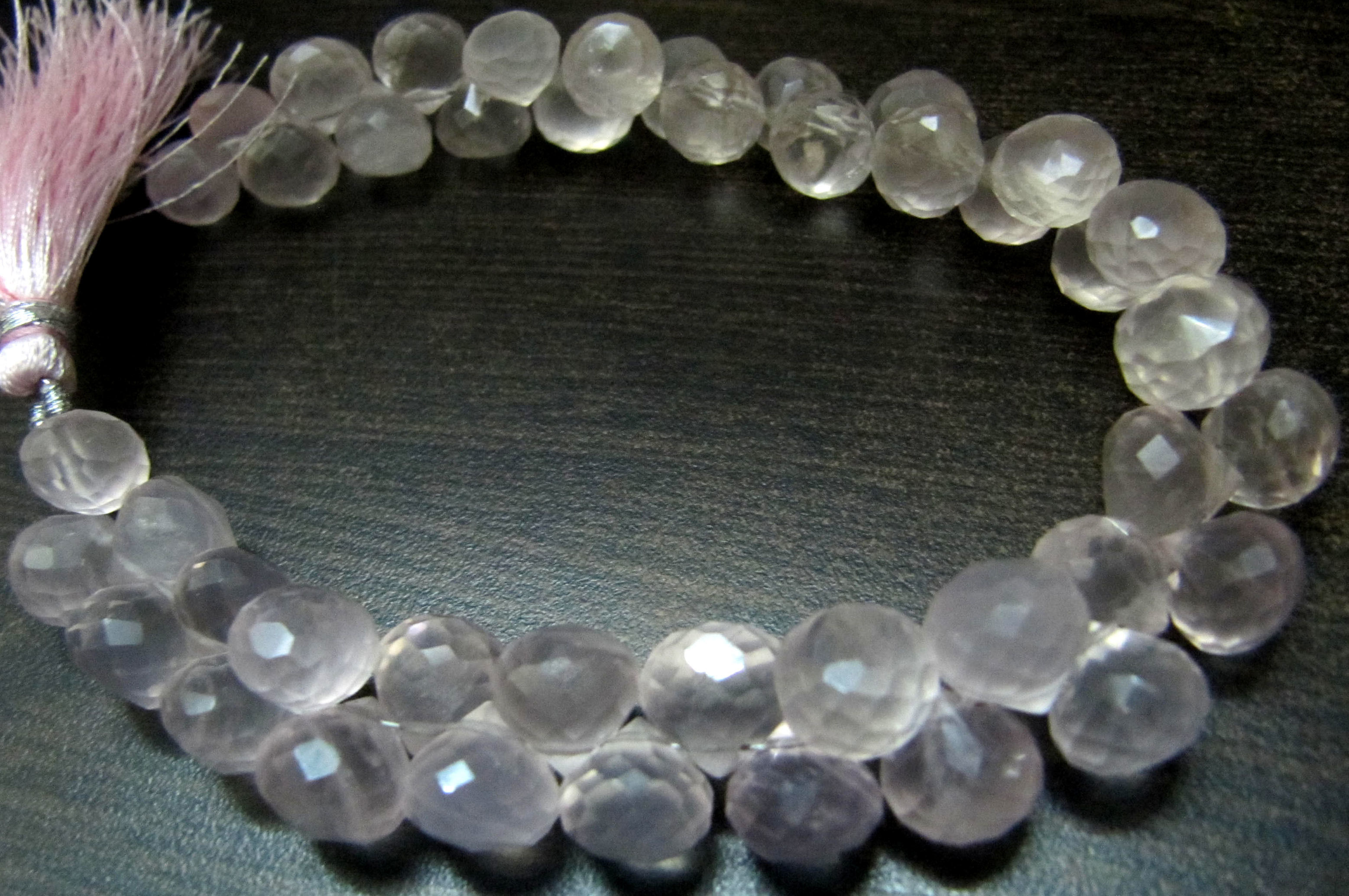 Natural Rose Quartz Onion Shape Briolette Faceted Size 8-9