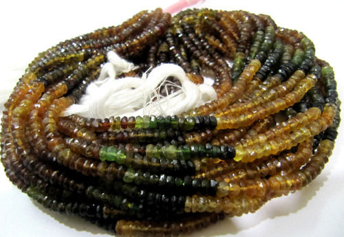 Natural AAA Quality Petrol Tourmaline Rondelle Faceted Shaded Beads Size 4mm