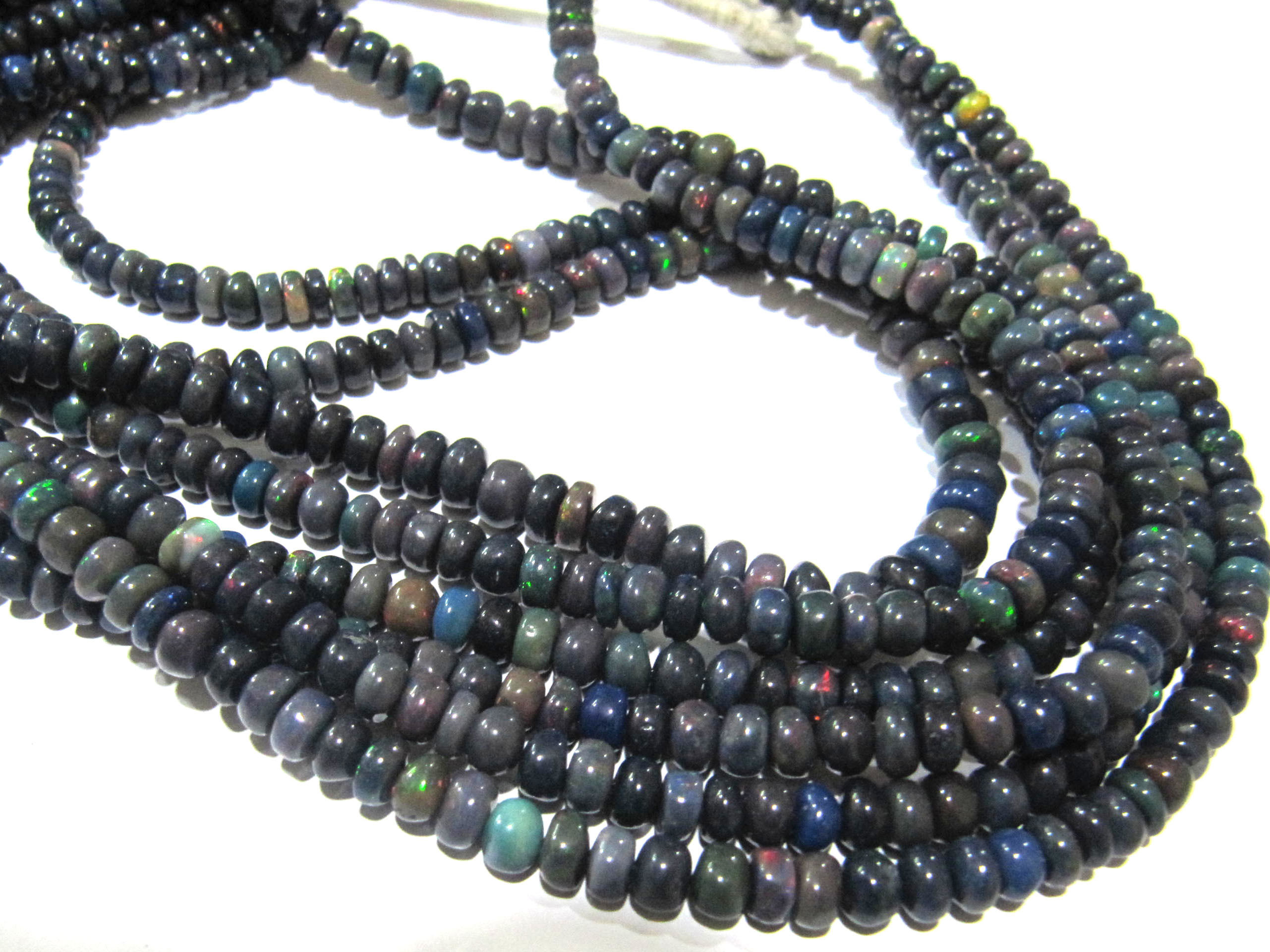 Natural Black Ethiopian Opal Rondelle Plain Smooth Beads