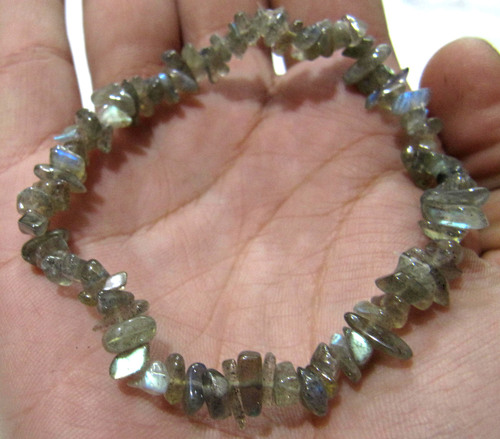 Natural Labradorite Chip Bracelet Gravel Uncut Nugget 6mm To 9mm Beads By SHRI AMBIKA UDYOG