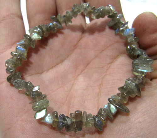 Natural Labradorite Chip Bracelet Gravel Uncut Nugget 6mm To 9mm Beads