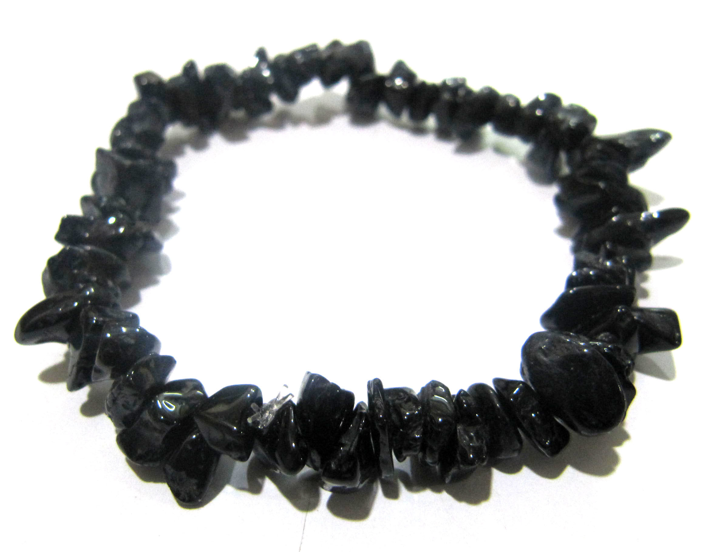 Natural Black Hydro Quartz Chip Bracelet Gravel Uncut Nugget 6mm To 9mm