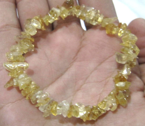 Natural Citrine Chip Bracelet Gravel Uncut Nugget 6mm To 9mm