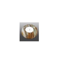 Onyx Round Urn - Metal, Customized Size | White & Brown Painted Finish, Religious Style