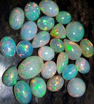 Opal Gemstone Collection - Natural Opal Beads and Cabochons , Diverse Colors and Shapes Including Blue, Pink, and White