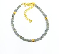 Labradorite And Gold Pyrite Faceted Rondelle Bead Bracelet Diameter: 6 Inch + 1 Inch Extn. Inch (in)