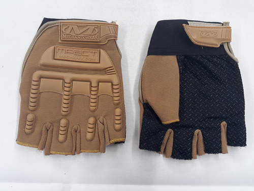 Two Wheeler Gloves - Leather Polyester, M/L, Tan | Breathable Mesh, Padded Palm, Durable, Enhanced Grip, Half-Finger
