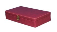 Hard Craft Watch Box Case PU Leather Maroon Dotted Design for 12 Watch Slots