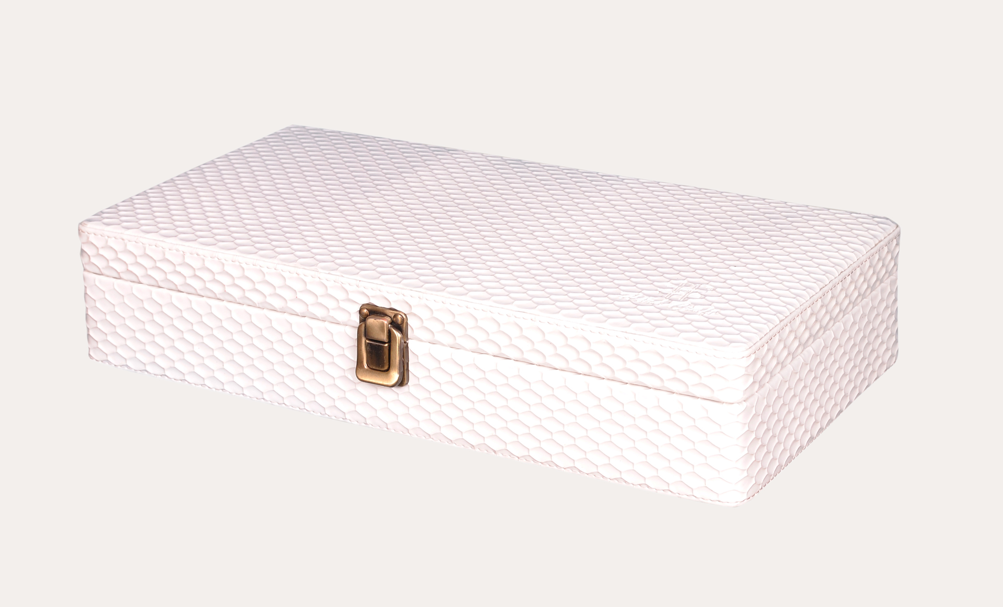 Hard Craft Watch Box Case PU Leather White Mat for 12 Watch Slots
