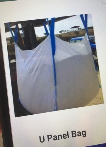U Panel FIBC Bulk Bag - 90x90x100 cm, White Milky Fabric, Translucent, 1000 Kgs SWL, 5:1 Strength Ratio, Webbings for Forklift Handling