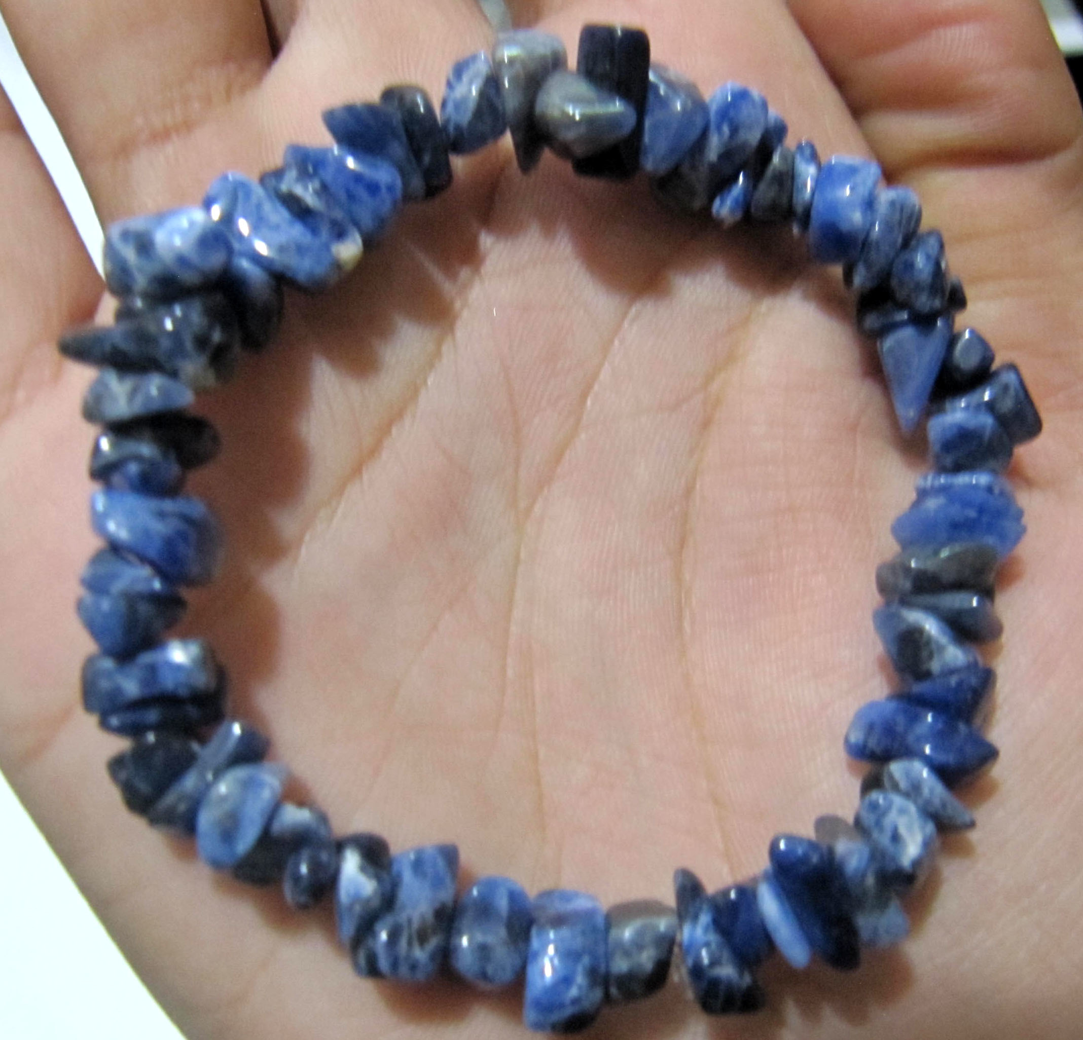 Natural Sodalite Chip Bracelet Gravel Uncut Nugget 6mm To 9mm Beads