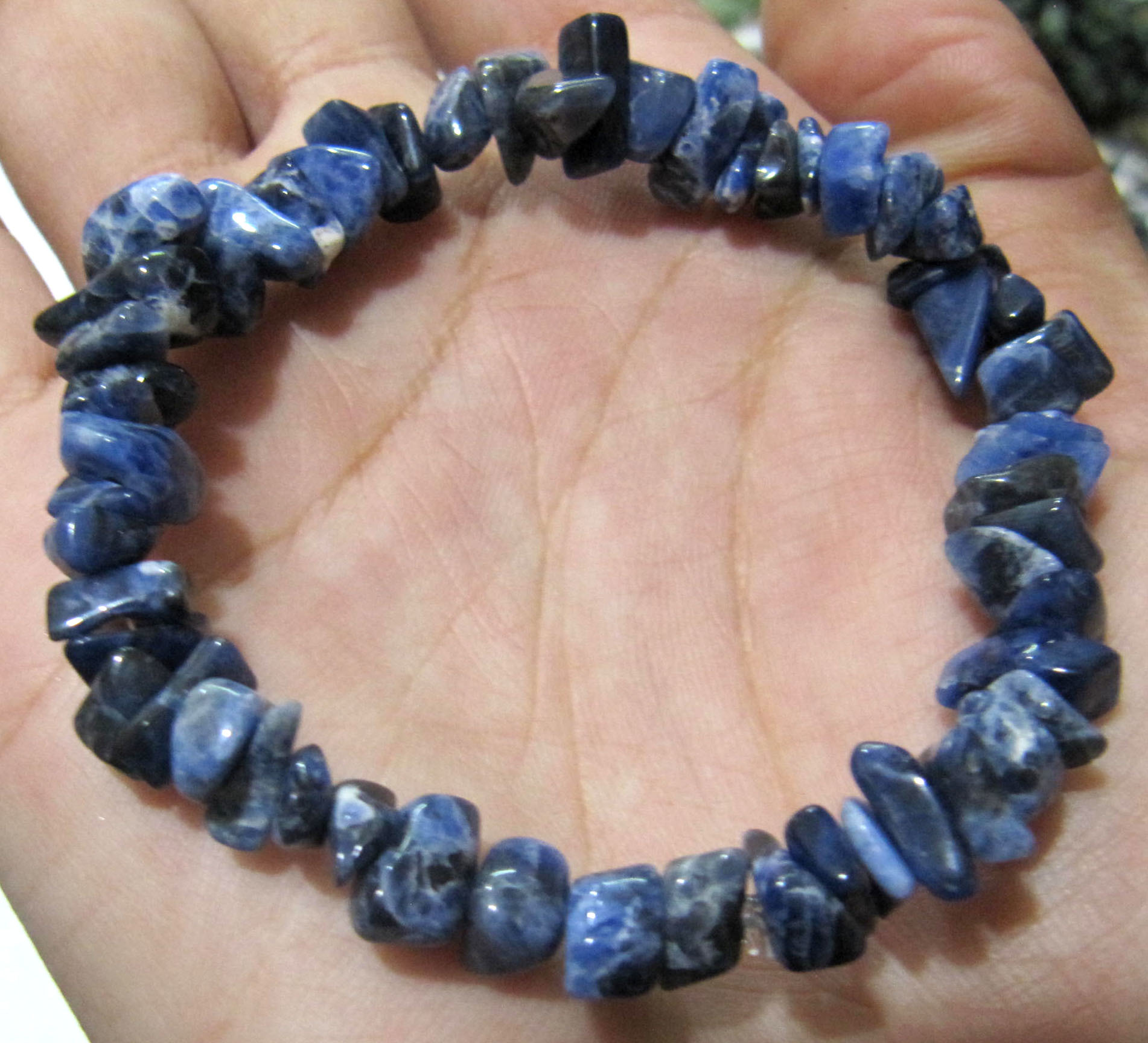 Natural Sodalite Chip Bracelet Gravel Uncut Nugget 6mm To 9mm Beads