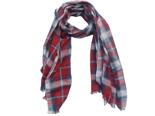 Red Multi Colours Check Cotton Scarves