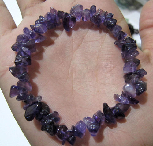 Natural Amethyst Chip Bracelet Gravel Uncut Nugget 6mm To 9mm