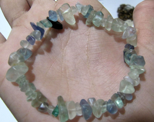 Natural Fluorite Chip Bracelet Gravel Uncut Nugget 6mm To 9mm