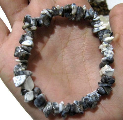 Natural Dendrite Opal Chip Bracelet Gravel Uncut Nugget 6mm To 9mm