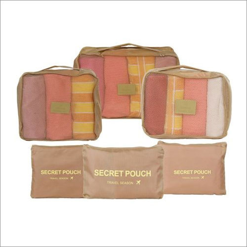 Garment Apricot Bag - Cotton Fabric, Small to Large Sizes, Light Brown Color - Zip Closure, Ideal for Convenient Travel
