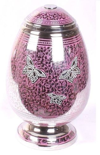 Pink Butterfly Egg Shape Urn