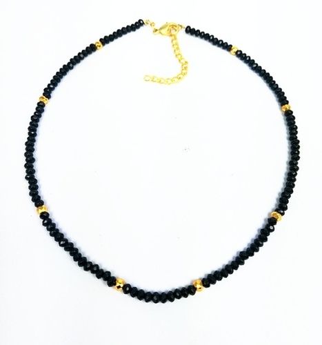 Black Onyx and Gold Pyrite 3-4mm Faceted Rondelle Bead Necklace