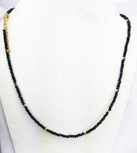 Black Onyx and Gold Pyrite 3-4mm Faceted Rondelle Bead Necklace