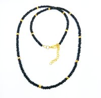 Black Onyx and Gold Pyrite 3-4mm Faceted Rondelle Bead Necklace