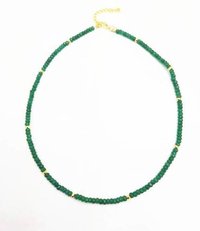 Green Onyx and Gold Pyrite 3-4mm Faceted Rondelle Bead Necklace