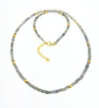 Green Onyx and Gold Pyrite 3-4mm Faceted Rondelle Bead Necklace