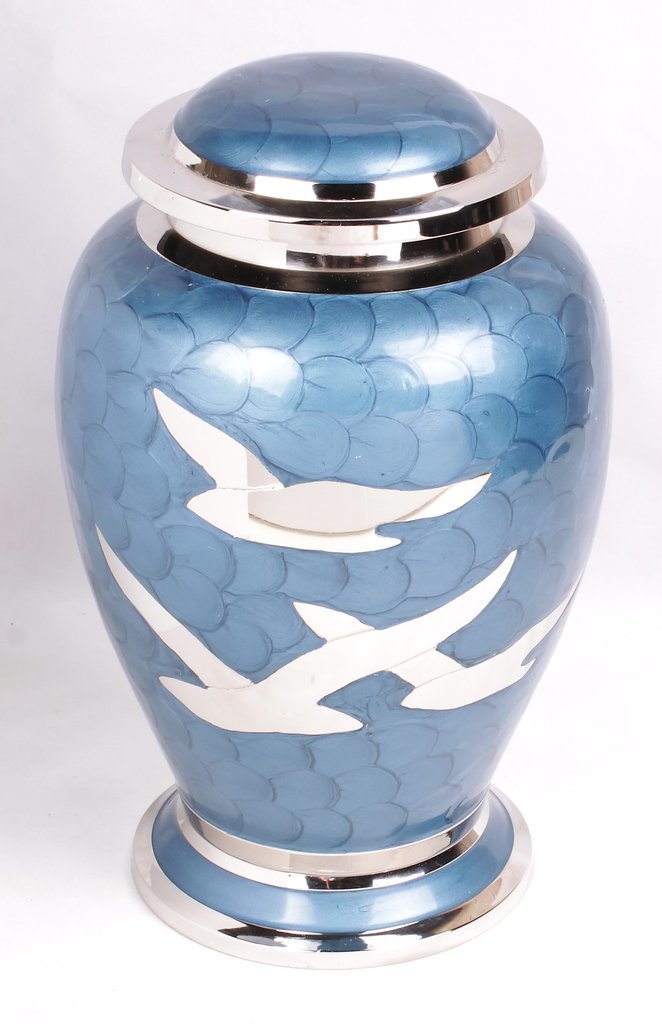 Beautiful Peacock Blue Going Home Urn