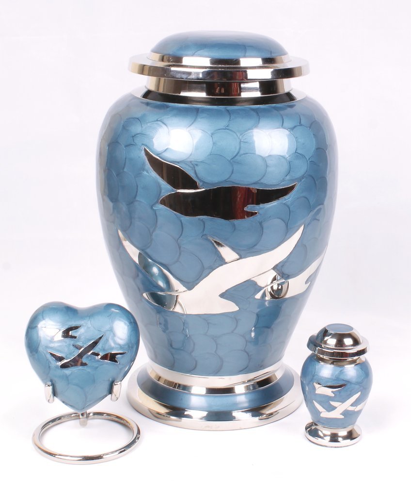 Beautiful Peacock Blue Going Home Urn